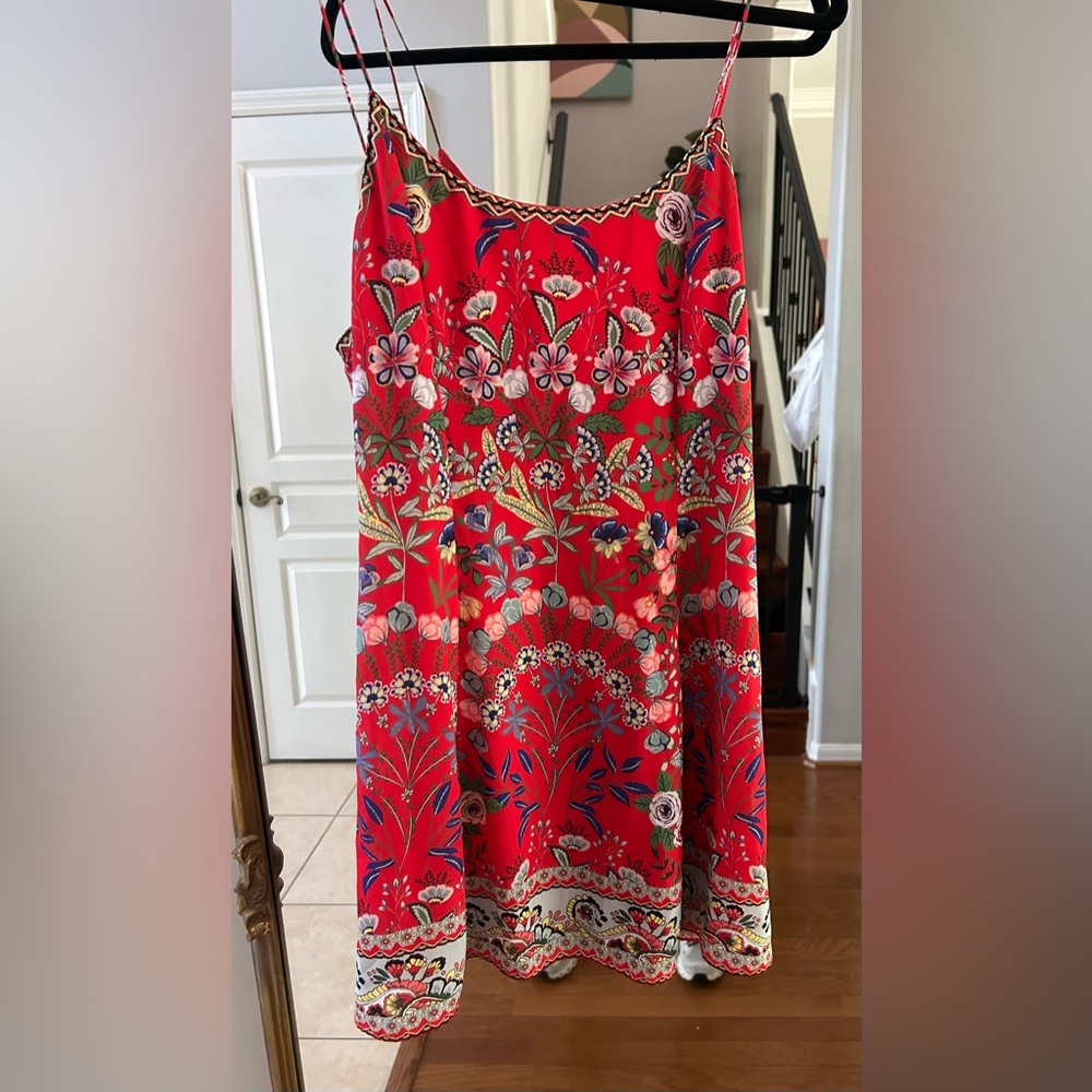 Alice + Olivia Red Embellished Midi Dress Cocktail